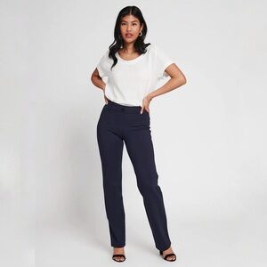 Betabrand Navy Straight-Leg Classic Dress Pant Yoga Pant